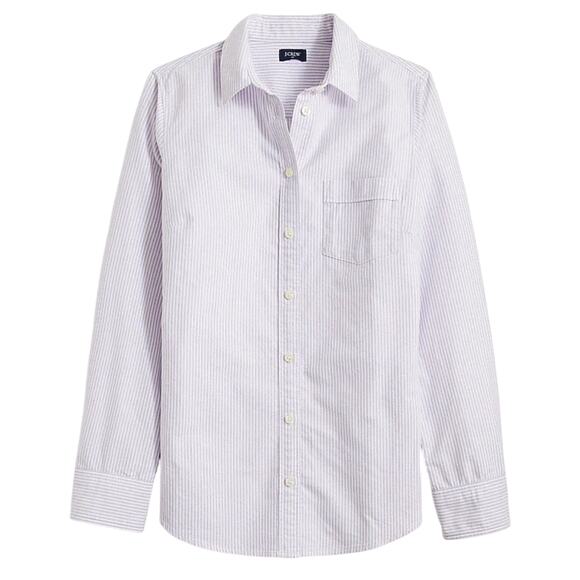 J. Crew Factory Tops - J. Crew Factory Women's Button-Up Oxford Purple White Striped Shirt M Medium New
